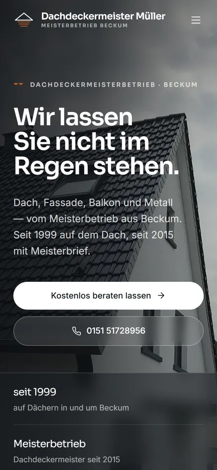 Dieselbe Seite auf einem Telefon, eigenes Layout für den kleinen Bildschirm