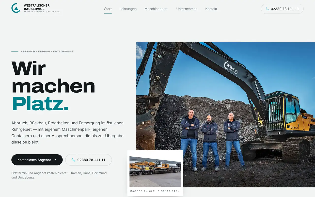 Website-Vorschau: Abbruch, Erdbau und Entsorgung