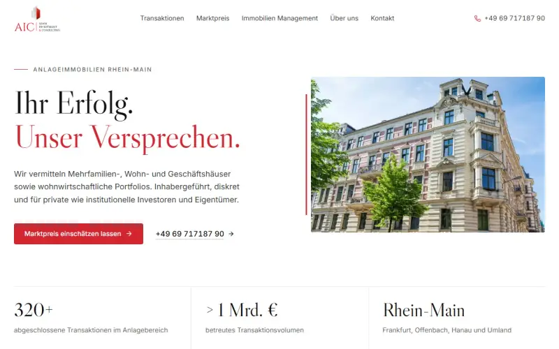 Website-Entwurf: Beratung für Anlageimmobilien
