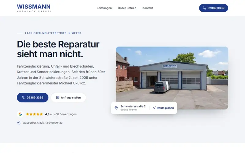 Website-Entwurf: Autolackiererei