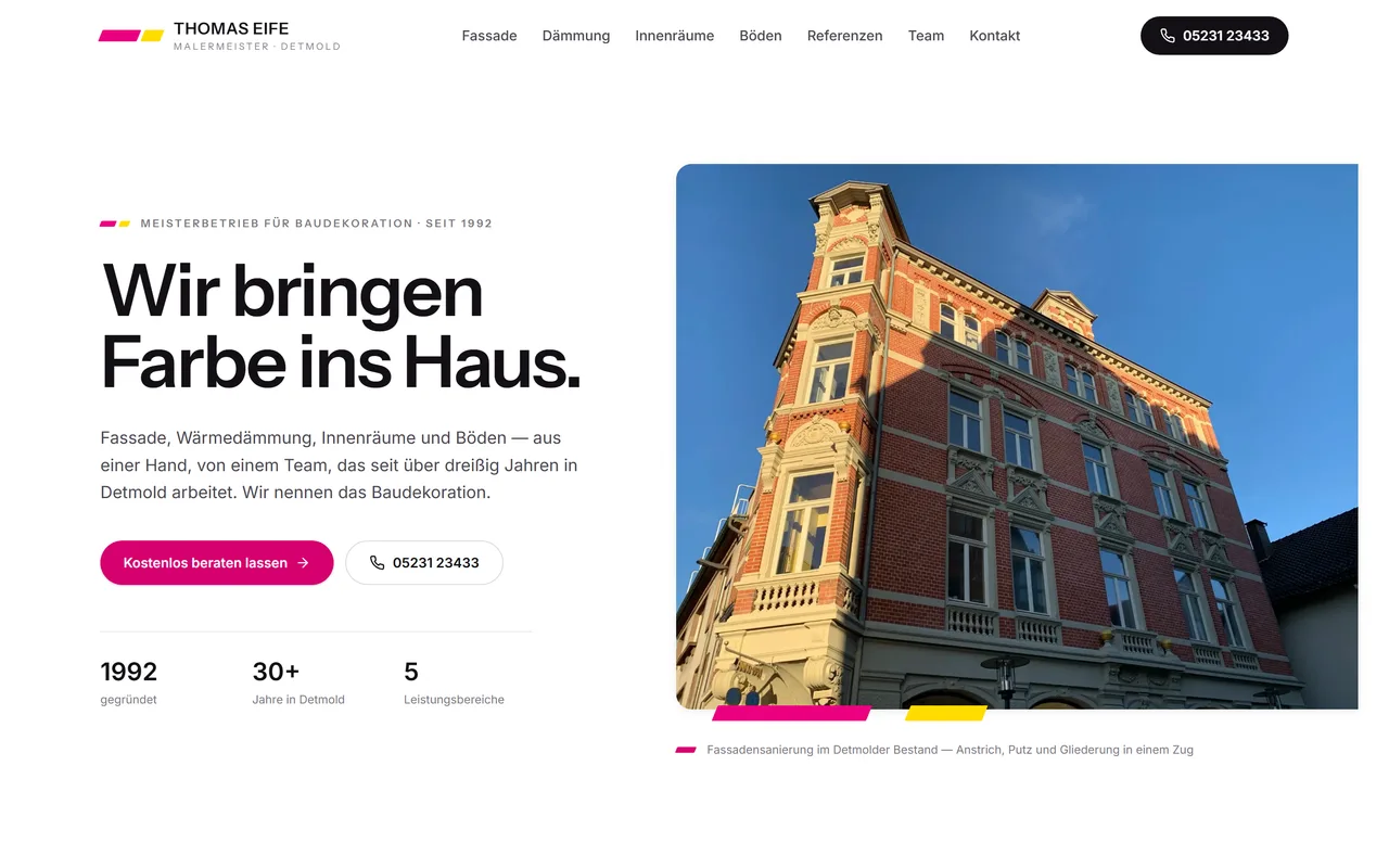 Website-Vorschau: Maler für Wohnraum und Objekt