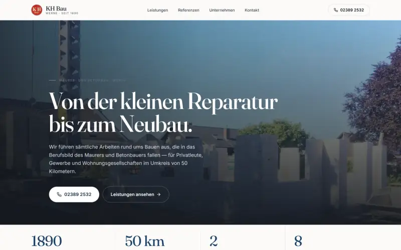 Website-Entwurf für Maurer- und Betonbau