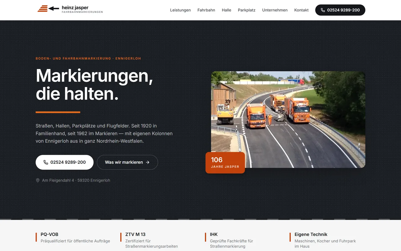Website-Vorschau: Markierung für Halle, Hof und Straße