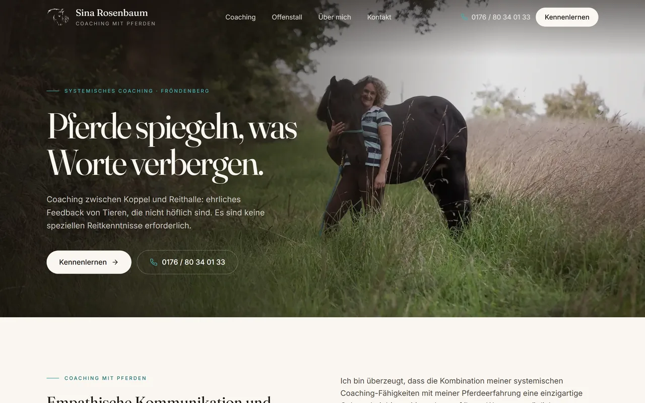 Website-Vorschau: Coaching mit Pferden