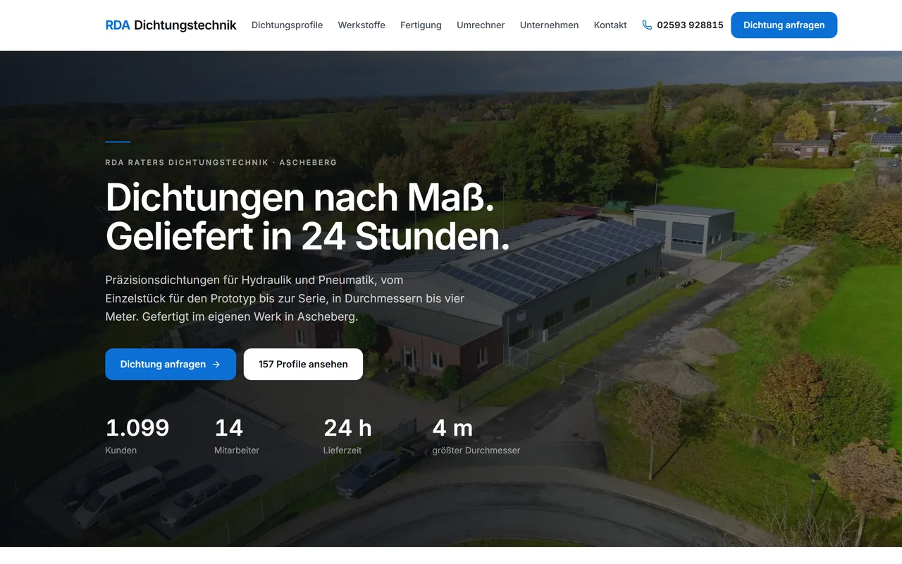Website-Vorschau: Dichtungen nach Maß