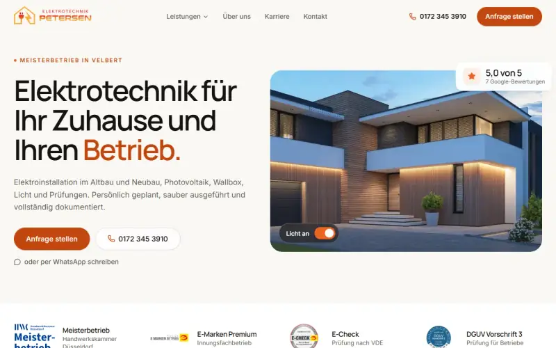 Website-Entwurf: Elektro-Meisterbetrieb