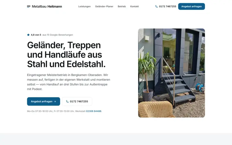 Website-Entwurf für Geländer und Treppen