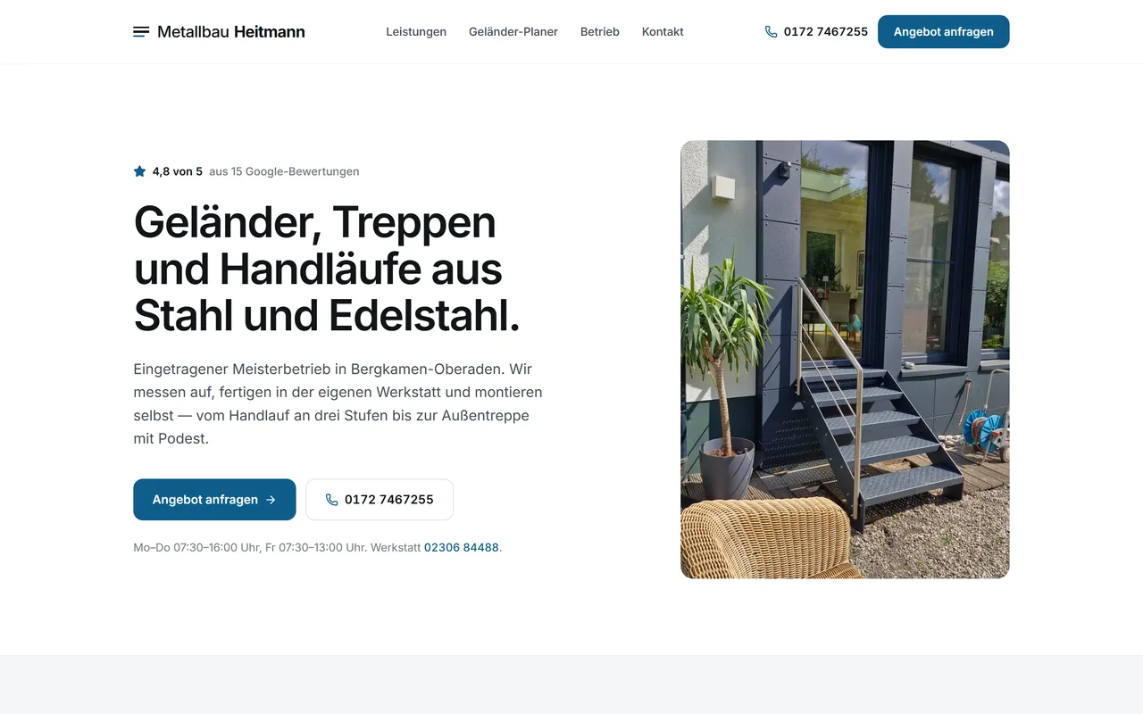Website-Vorschau: Geländer, Treppen und Handläufe