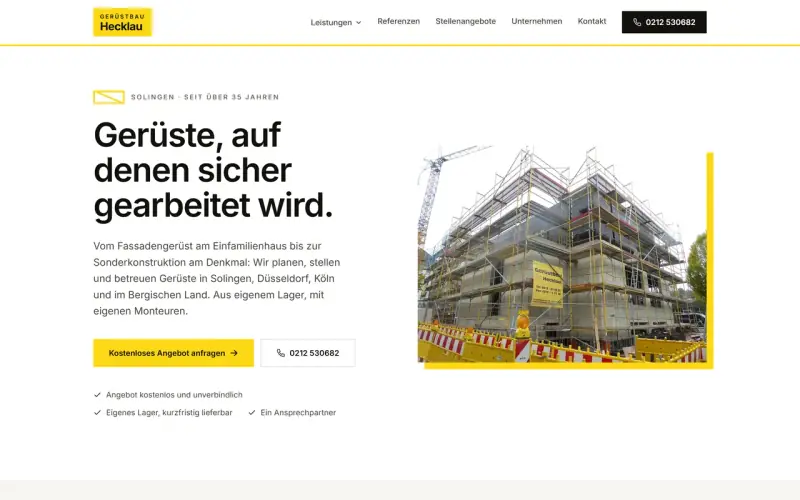 Website-Entwurf für Gerüstbau