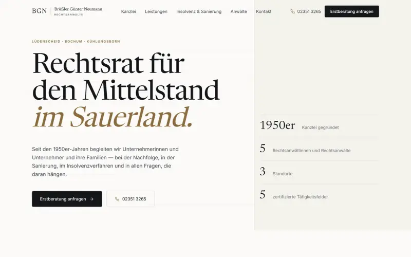Website-Entwurf für eine Rechtsanwaltskanzlei
