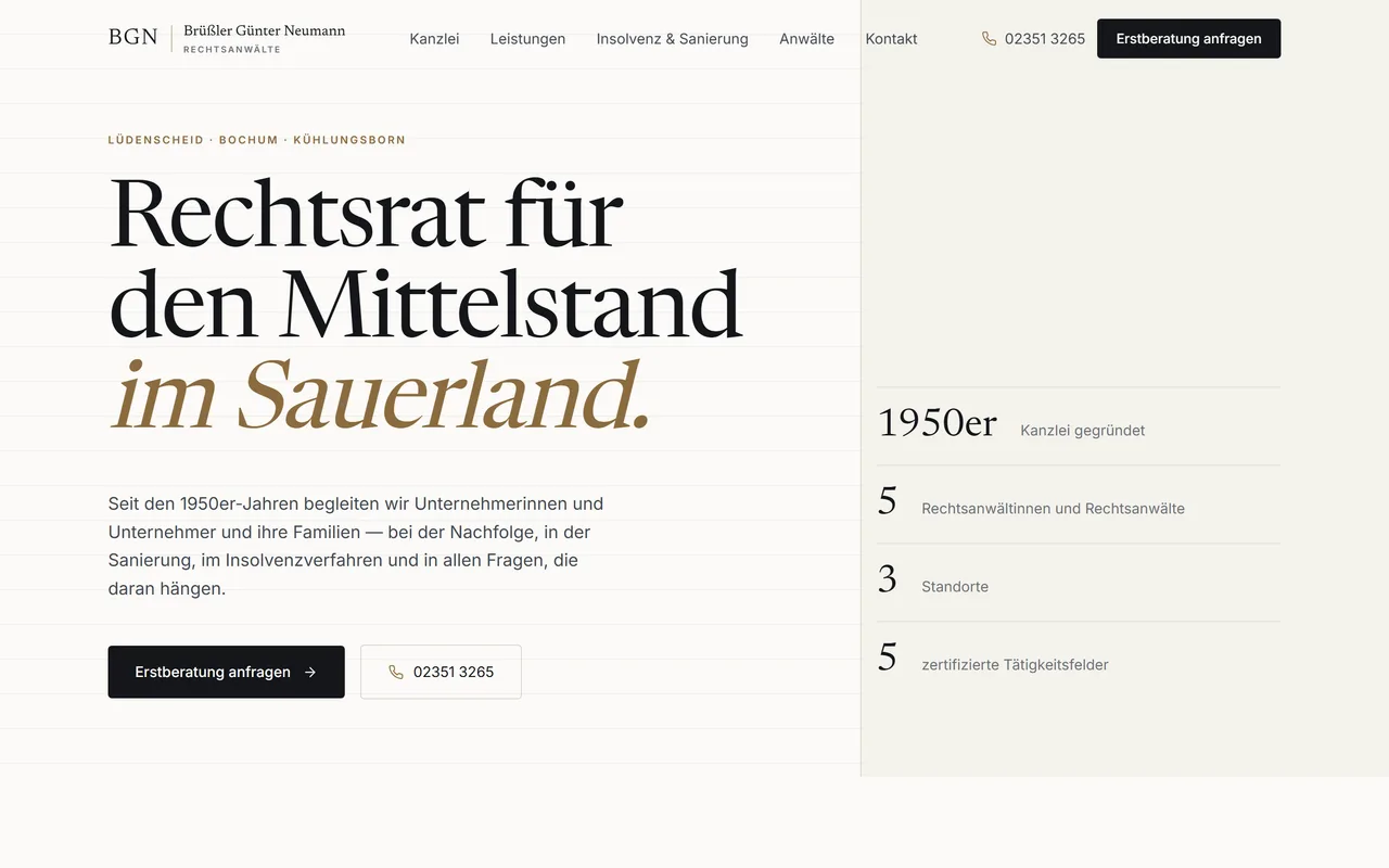 Website-Vorschau: Kanzlei mit mehreren Fachgebieten