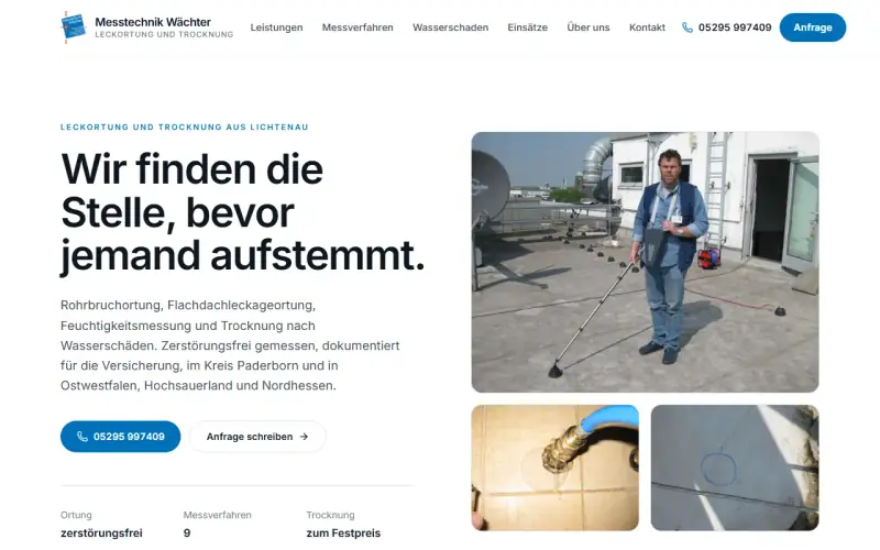 Website-Entwurf: Leckortung und Trocknung