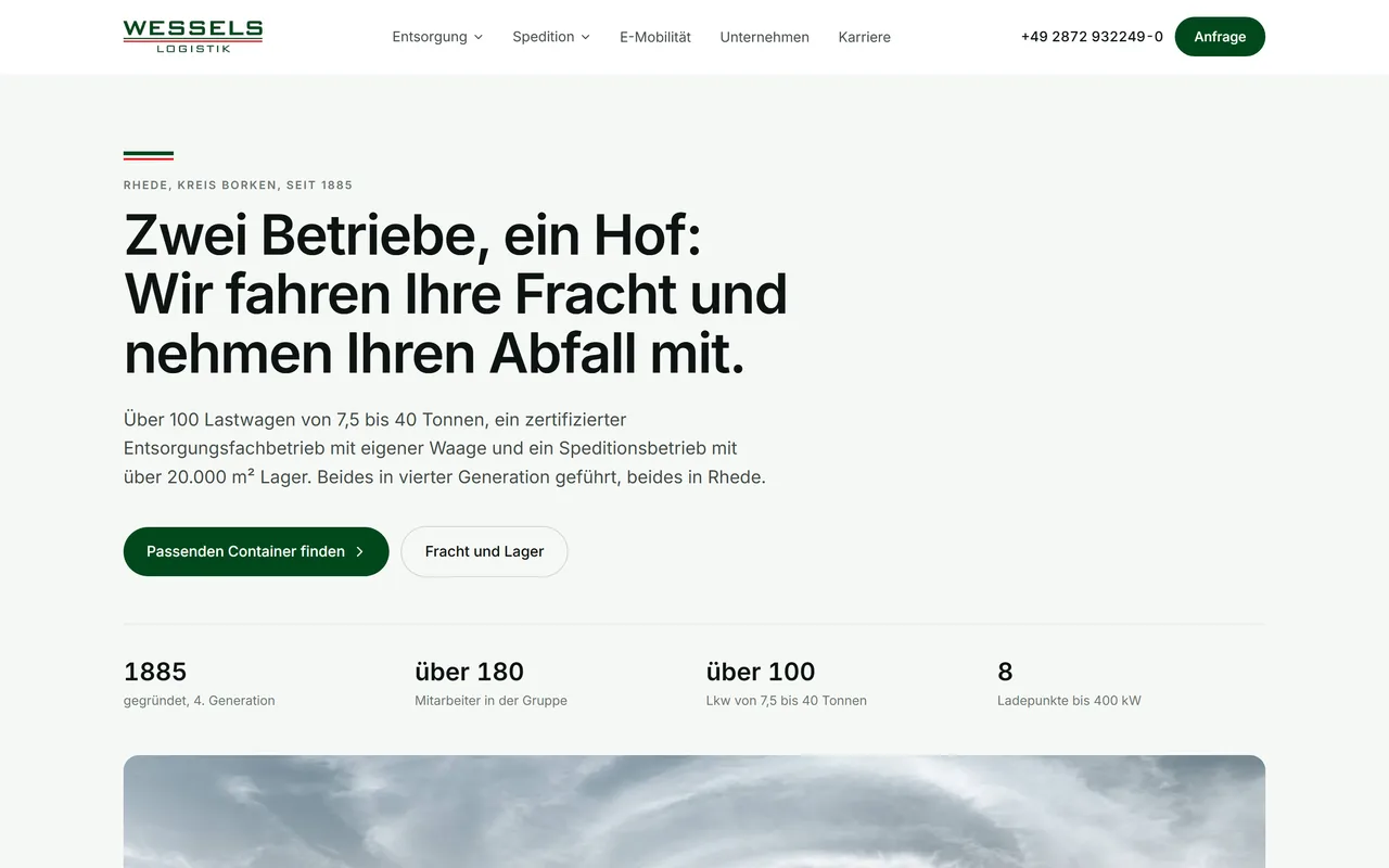 Website-Vorschau: Spedition und Entsorgung unter einem Dach