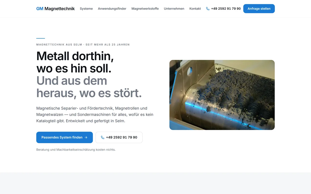 Website-Vorschau: Magnettechnik zum Separieren und Fördern