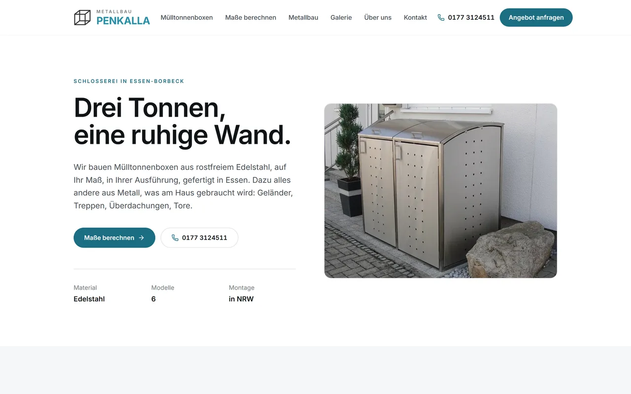 Website-Vorschau: Geländer, Überdachungen und Stahl-Glas-Türen