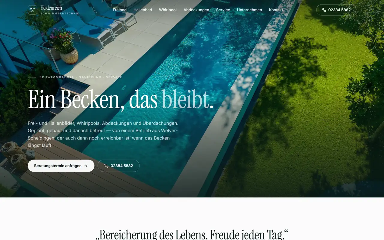 Website-Vorschau: Schwimmbadbau und Technikservice