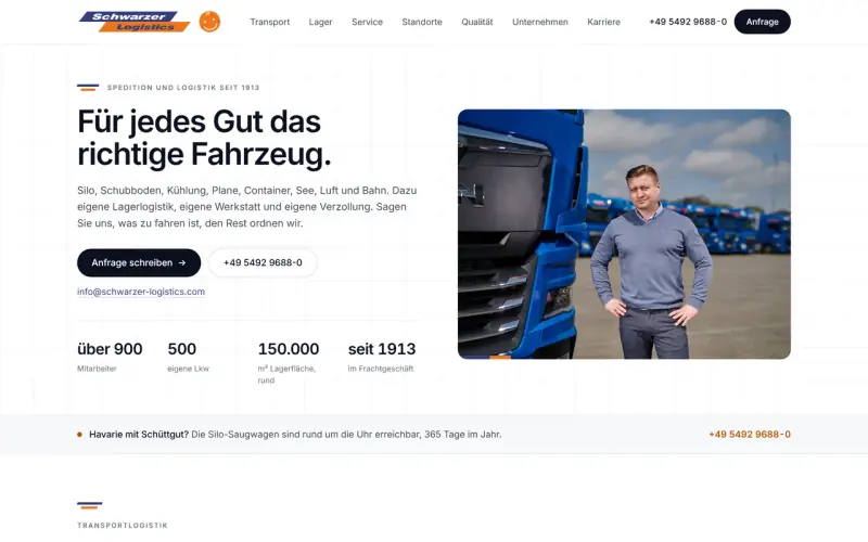 Website-Entwurf für eine Spedition
