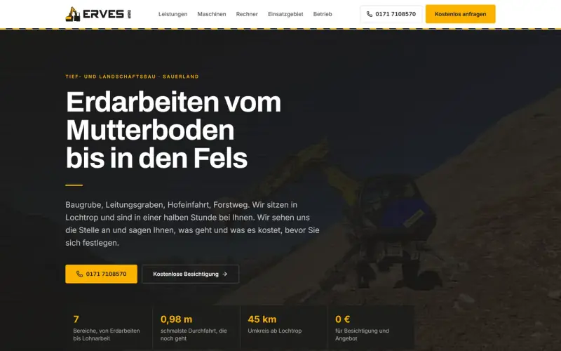 Website-Entwurf für Tief- und Landschaftsbau
