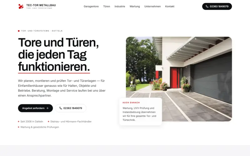 Website-Entwurf für Tor- und Türsysteme