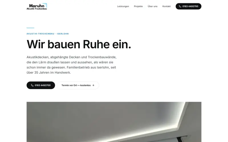 Website-Entwurf für Trockenbau