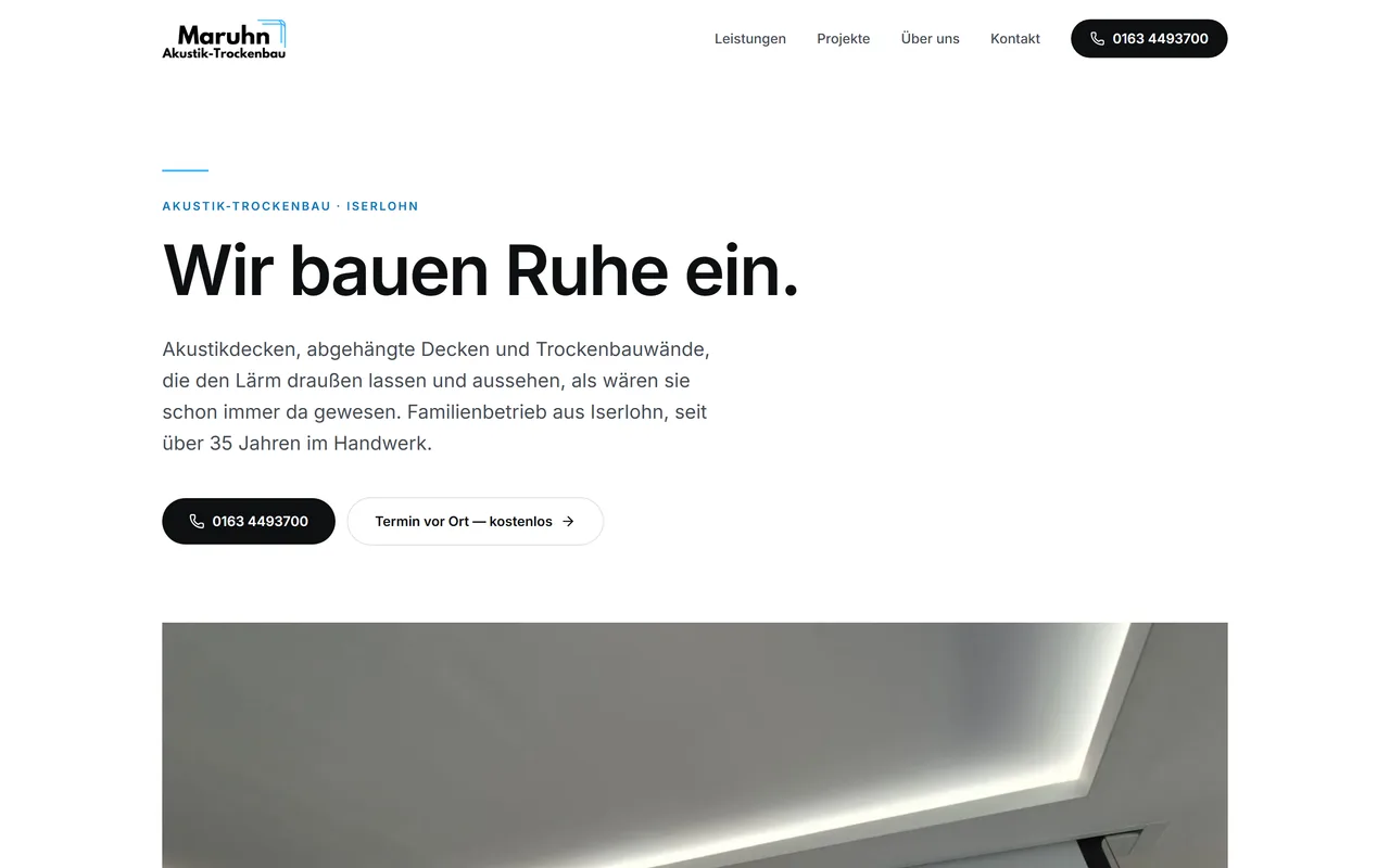 Website für Akustik-Trockenbau: Akustikdecken und Innenausbau