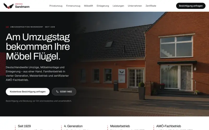 Website-Entwurf für eine Umzugsspedition