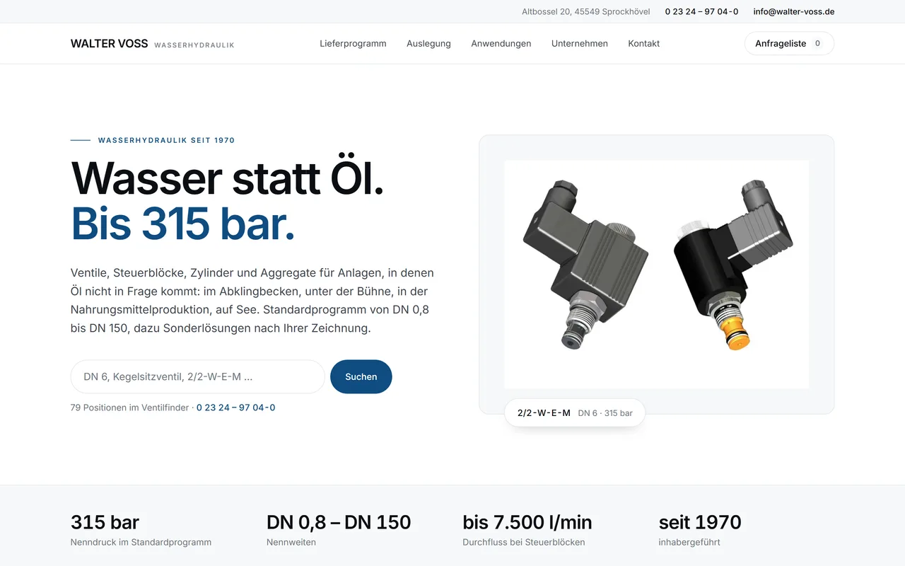 Website-Vorschau: Ventile, Steuerblöcke und Aggregate