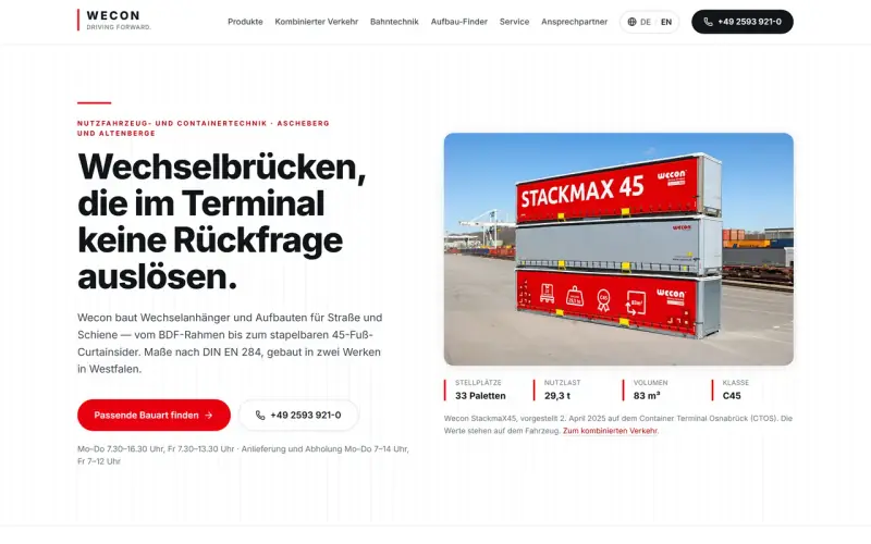 Website-Entwurf für Wechselbrücken