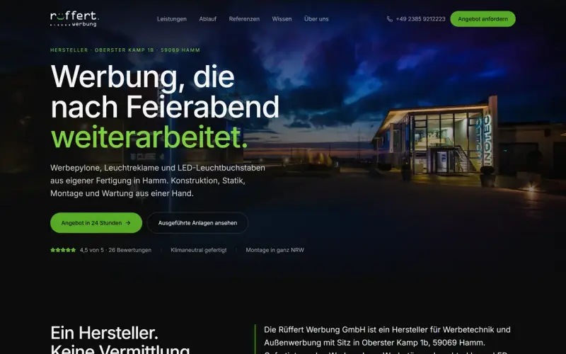 Website-Entwurf für Werbetechnik