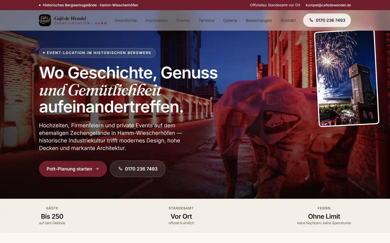 Website-Vorschau: Café de Wendel
