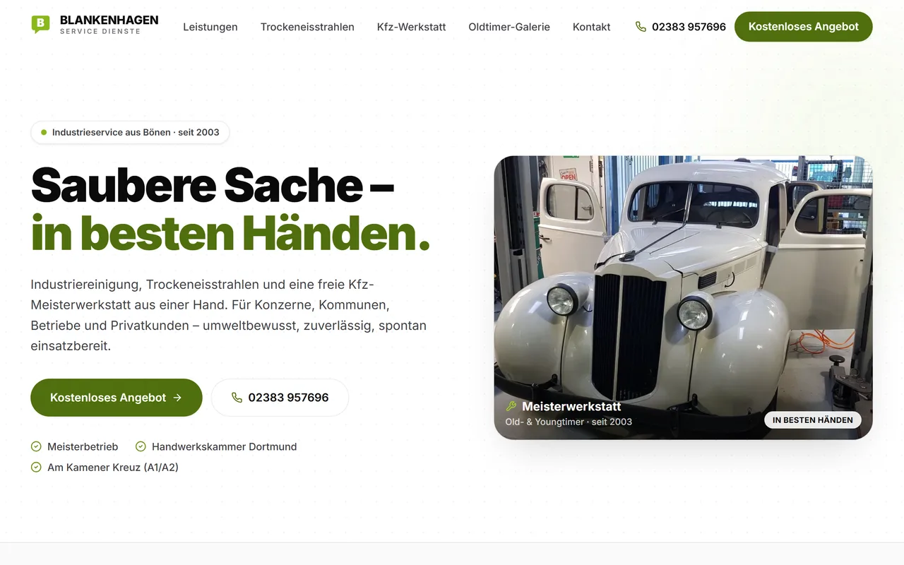 Website-Vorschau: Industrieservice mit eigener Kfz-Werkstatt