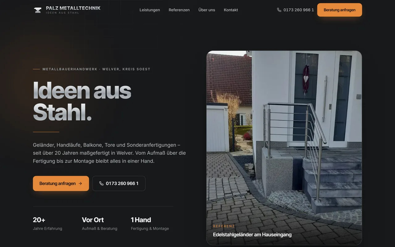 Website-Vorschau: Metallbau-Betrieb mit Schlosserei