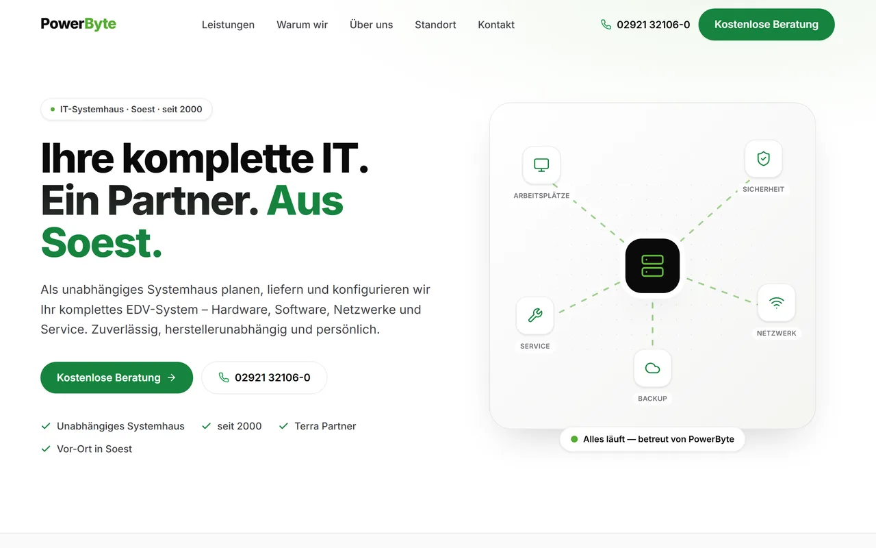 Website-Vorschau: IT-Systemhaus für Betriebe