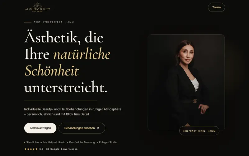 Website-Entwurf für ein Ästhetik-Studio