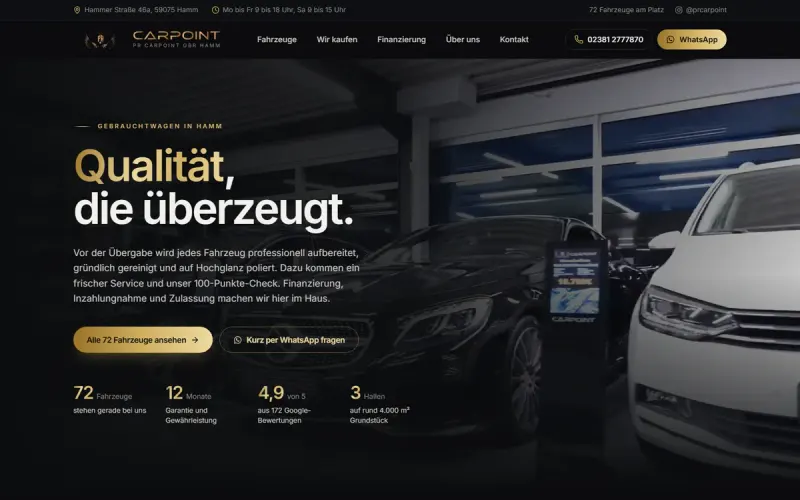 Website-Entwurf für einen Autohandel